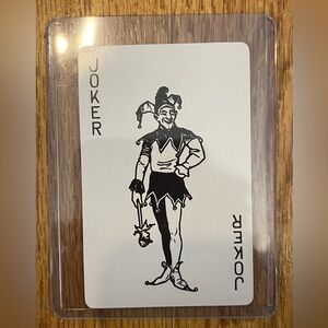 Tiffany Black and White Joker Playing Card NWOT